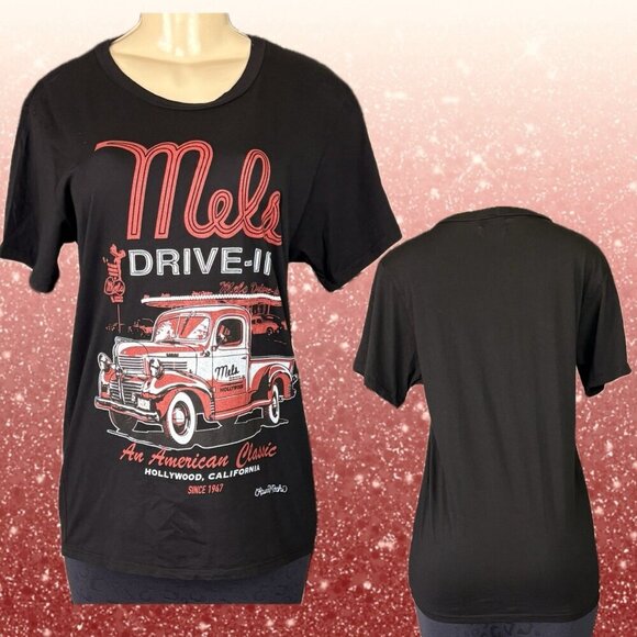 Lauren Moshi M Black Crew Mel's Diner Hollywood Ca. Graphic Short Sleeve T-Shirt